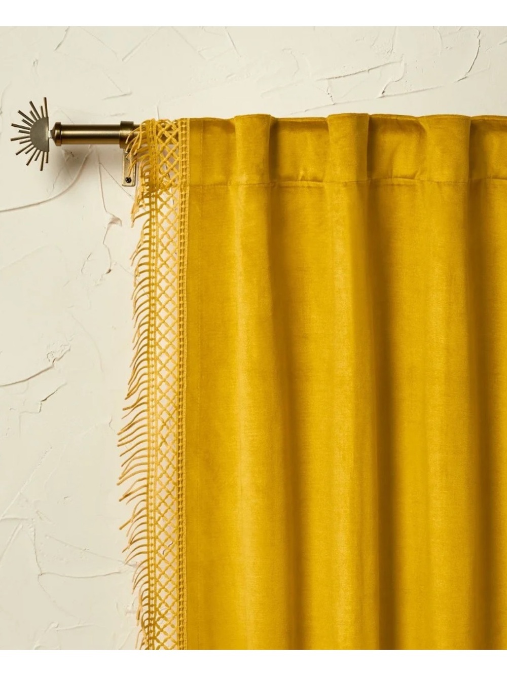 Opalhouse Golden Yellow Velvet Curtain Panel with Fringe Set of 2